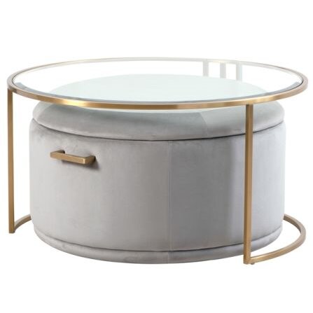 Round Glass Top Center Tables with Storage Perfect Addition to Living Room Furniture 1