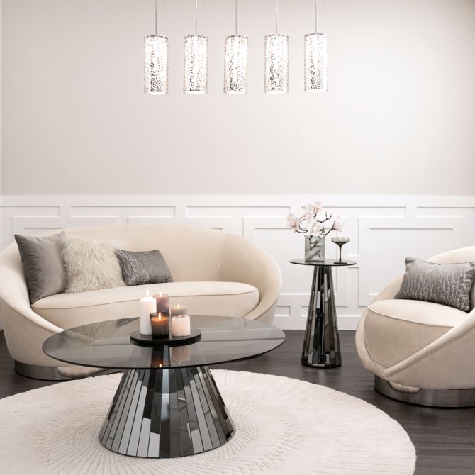 Modern Mirrored Circle Glass Coffee Table For Contemporary Living Room 64x64 1