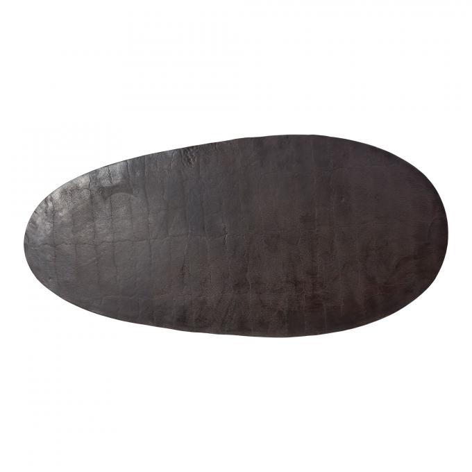 Modern Metal Top glass Oval Coffee Table Brown With Stainless Steel Legs 3