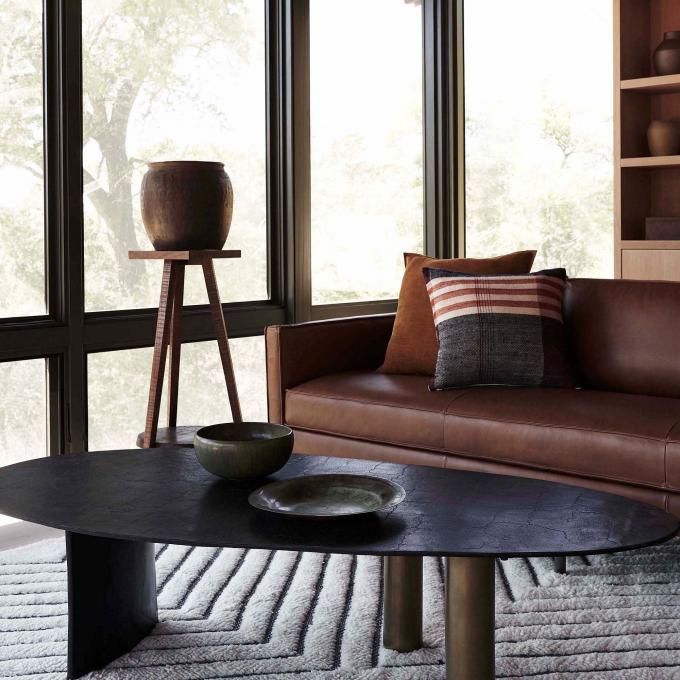 Modern Metal Top glass Oval Coffee Table Brown With Stainless Steel Legs 5