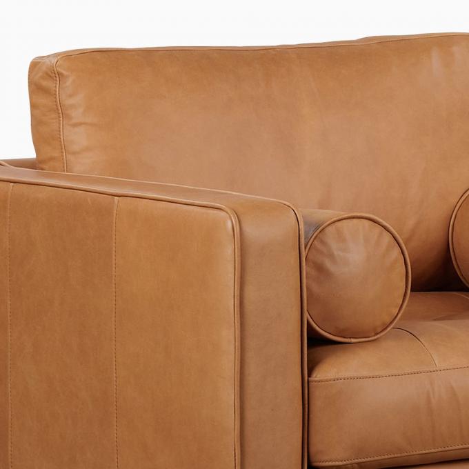 Modern Velvet Arm Leather Chaise Lounge Chair With Ottoman Stool 1
