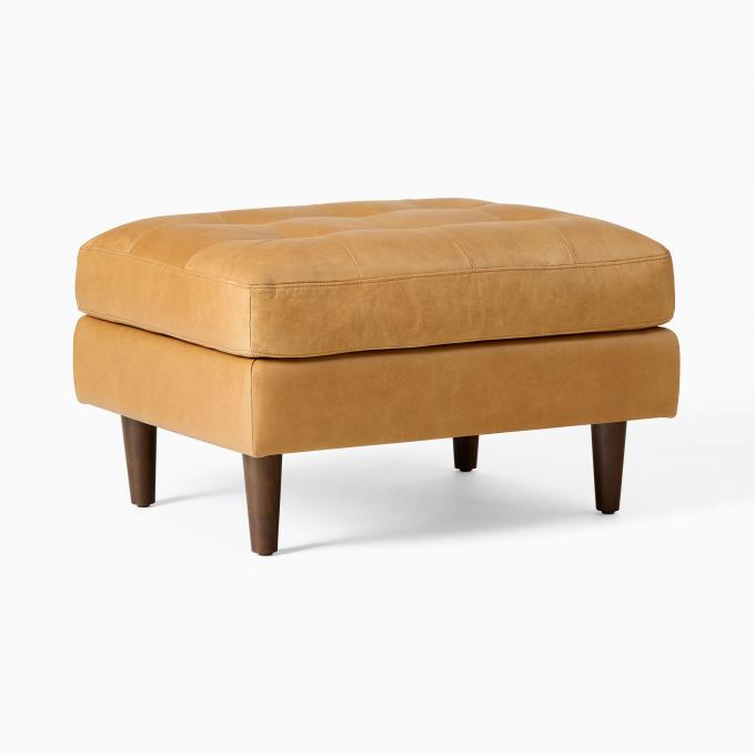Modern Velvet Arm Leather Chaise Lounge Chair With Ottoman Stool 2