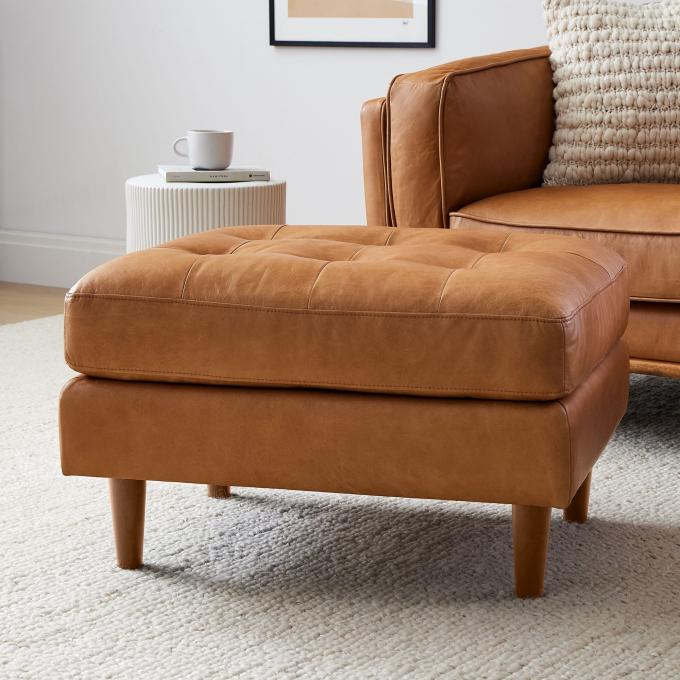 Modern Velvet Arm Leather Chaise Lounge Chair With Ottoman Stool 7