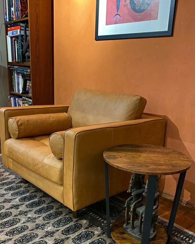 Modern Velvet Arm Leather Chaise Lounge Chair With Ottoman Stool 8