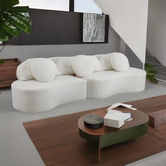 Customized Boucle Fabric Sofa White Fabric Couch Set Home Luxury 3