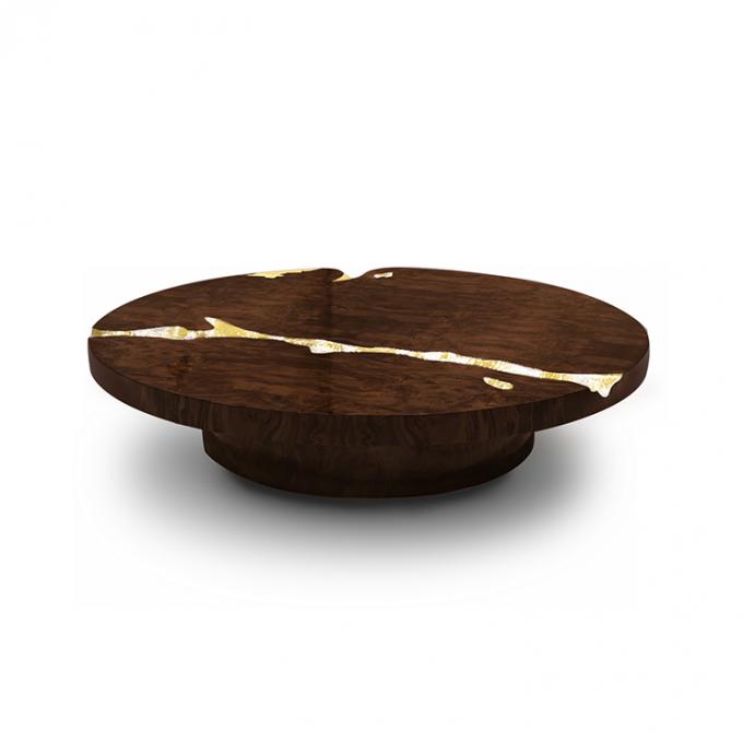 Black Modern Coffee Table Round Marble Top Nordic For Living Room Decor 0