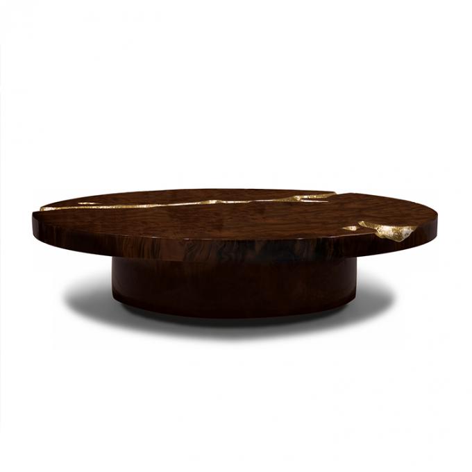 Black Modern Coffee Table Round Marble Top Nordic For Living Room Decor 1