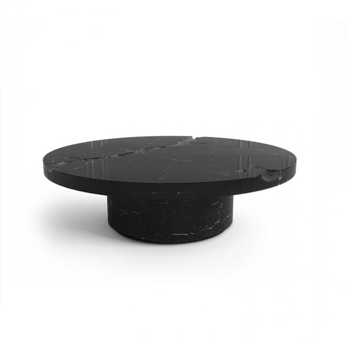 Black Modern Coffee Table Round Marble Top Nordic For Living Room Decor 9