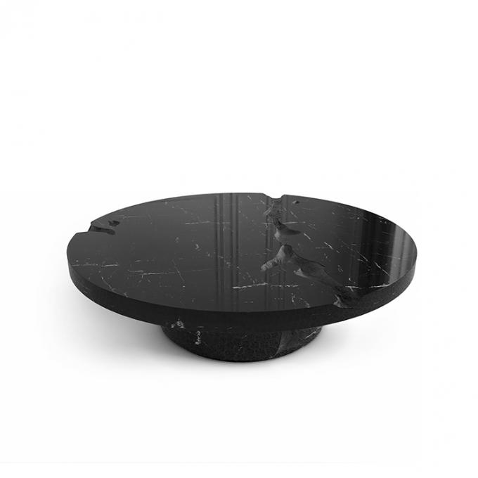 Black Modern Coffee Table Round Marble Top Nordic For Living Room Decor 10