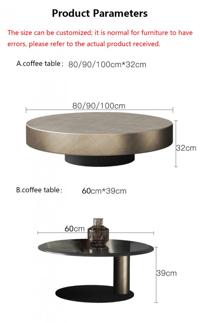 80X32 Stainless Steel Circle Round Glass Top Coffee Table Black Gold Base 5