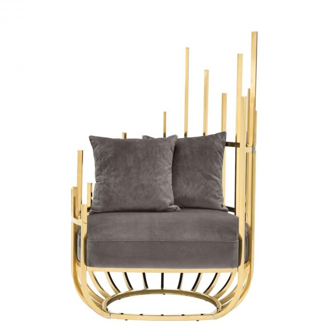 Eichholtz Santorini Velvet Single Sofa Chair Seater With Stainless Steel Frame And Legs 0