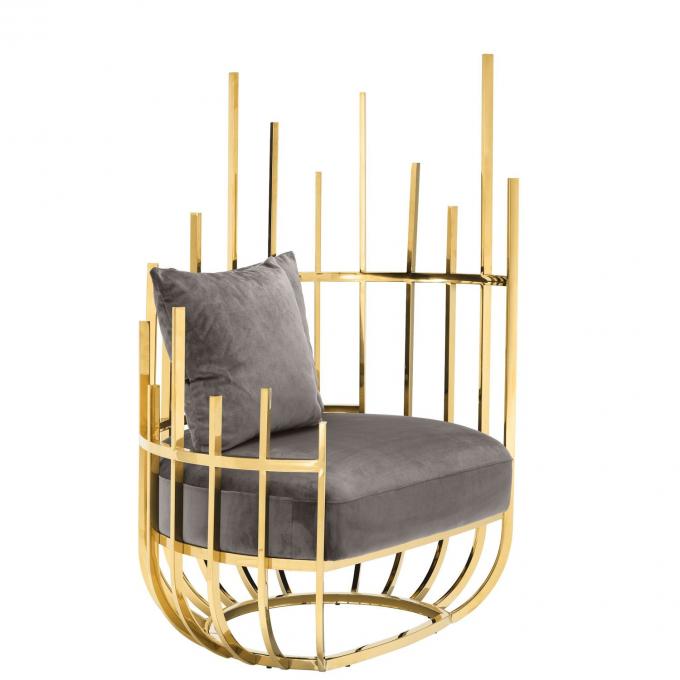 Eichholtz Santorini Velvet Single Sofa Chair Seater With Stainless Steel Frame And Legs 2
