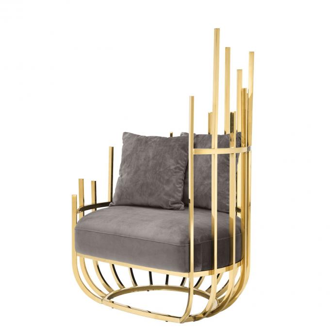Eichholtz Santorini Velvet Single Sofa Chair Seater With Stainless Steel Frame And Legs 1