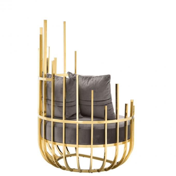 Eichholtz Santorini Velvet Single Sofa Chair Seater With Stainless Steel Frame And Legs 3