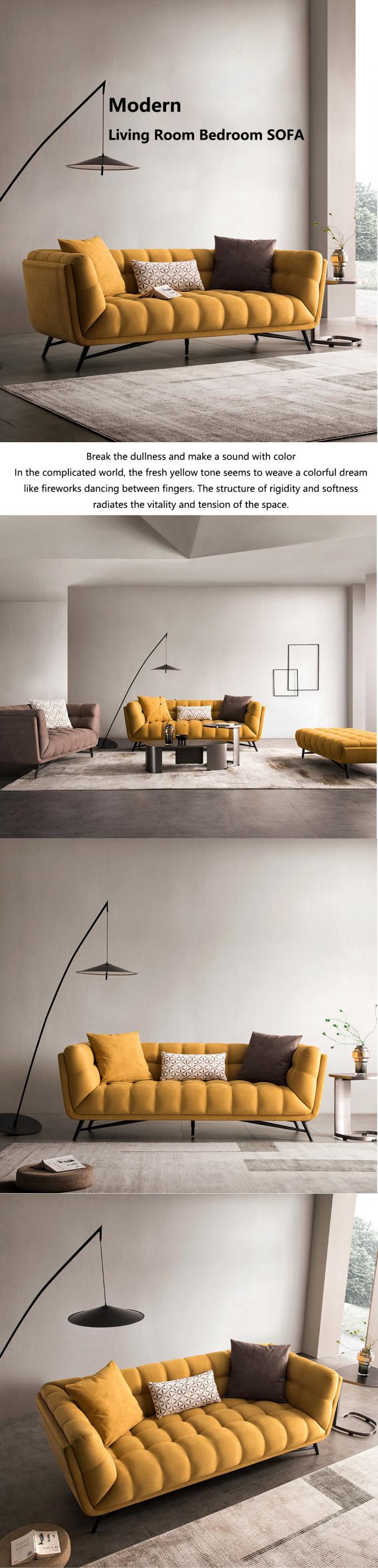 Tufted Sectional Loveseat Sleeper Sofa Bed Pull Out Yellow Velvet 1