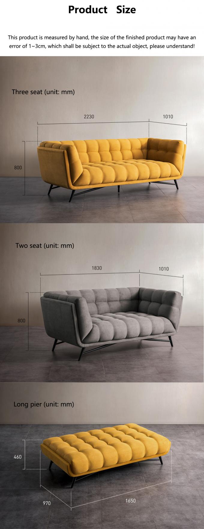 Tufted Sectional Loveseat Sleeper Sofa Bed Pull Out Yellow Velvet 4