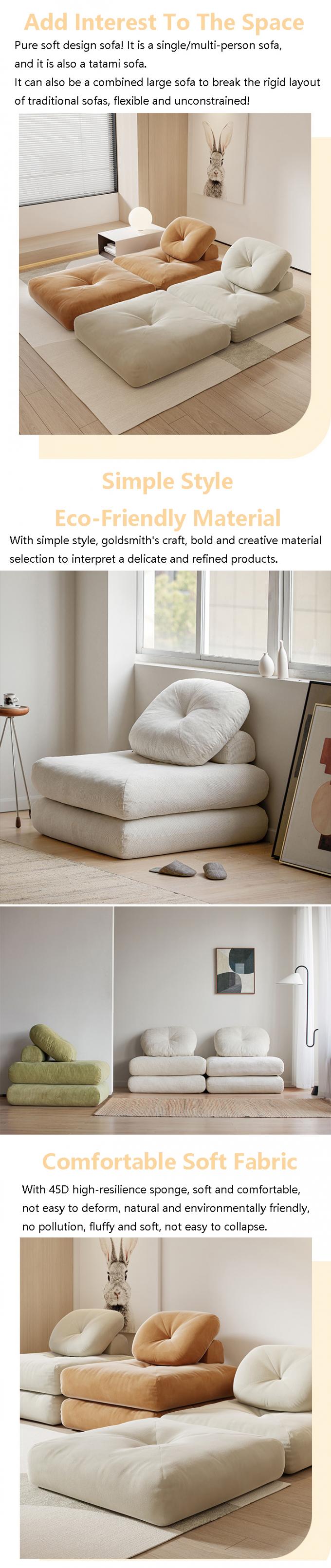 Reclining Convertible Sectional Couch Bed Sofa Tatami With Velvet Fabric 1