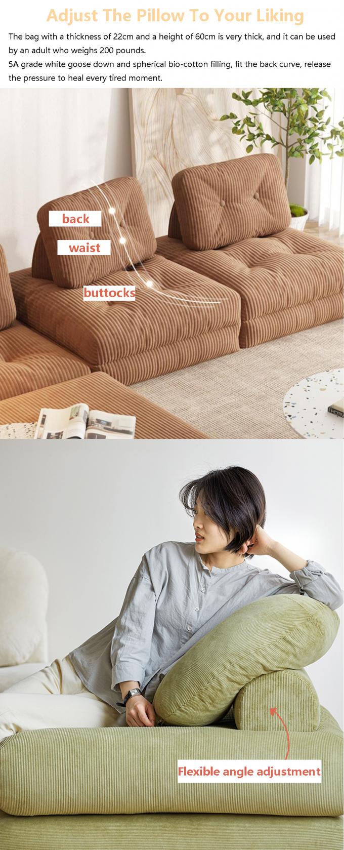 Reclining Convertible Sectional Couch Bed Sofa Tatami With Velvet Fabric 3