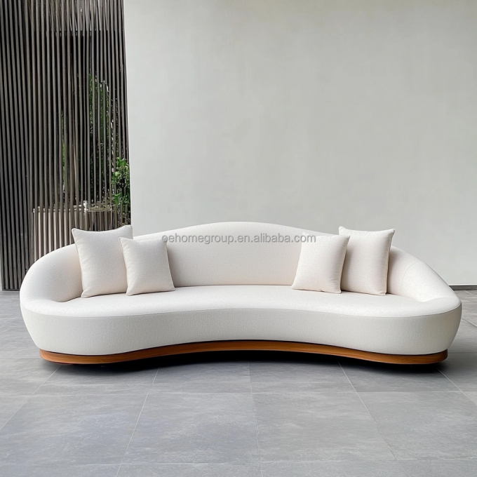 Italian Velvet Sofa Fabric Leisure Curved Couch Set Modern Unique Living Room Sofa For Modern Lounge 4