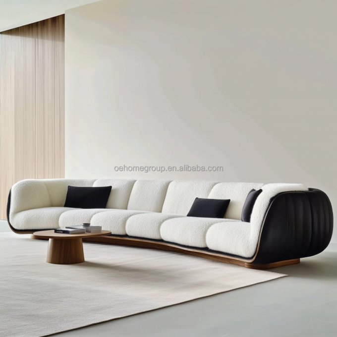 Modern Sofa Set 3-Seat Soft Bay Living Room Sitting Couch Boucle Fabric White Furniture Filling Material FOAM 3