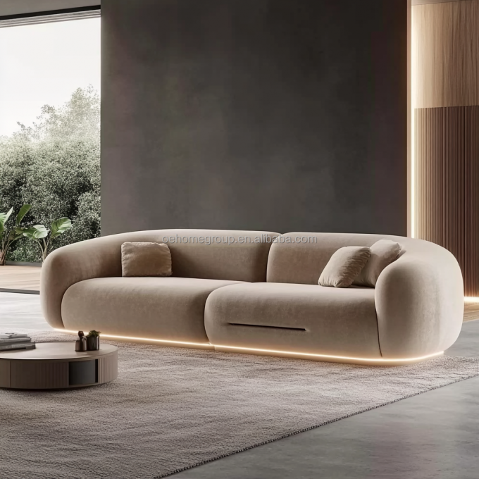 Two Seat Modern Velvet Fabric Living Room Sectional Sofa Set For Bedroom Style Comfort 2