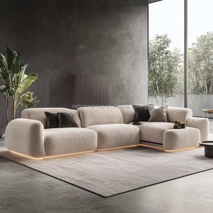 Curved Modular Boucle Fabric Decor Sofa Cozy Sectional Floor Corner Sofa Furniture Modern Living Room Set 5