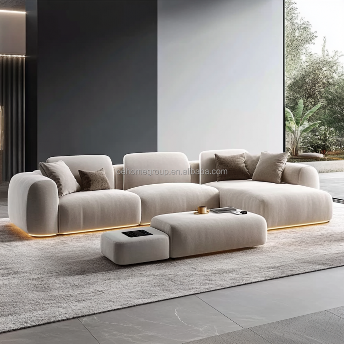 Curved Modular Boucle Fabric Decor Sofa Cozy Sectional Floor Corner Sofa Furniture Modern Living Room Set 6