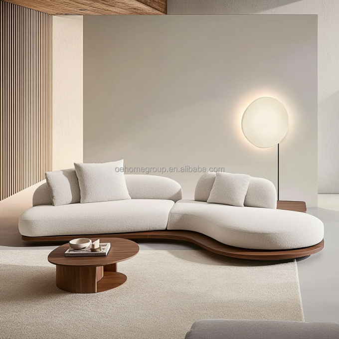 Japanese Design Home Walnut-Colored Sofa Set Featuring Wood Legs And No-Wash Tech Fabric 1