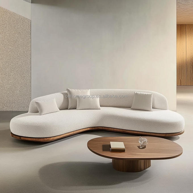 Japanese Design Home Walnut-Colored Sofa Set Featuring Wood Legs And No-Wash Tech Fabric 2