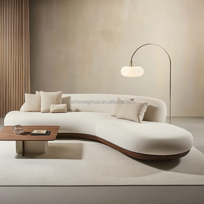 Japanese Design Home Walnut-Colored Sofa Set Featuring Wood Legs And No-Wash Tech Fabric 4
