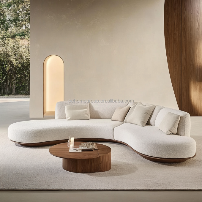 Japanese Design Home Walnut-Colored Sofa Set Featuring Wood Legs And No-Wash Tech Fabric 6