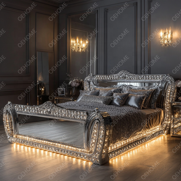European Style Classic King Size Bedroom Set Luxury Furniture For Villa Sophistication 7