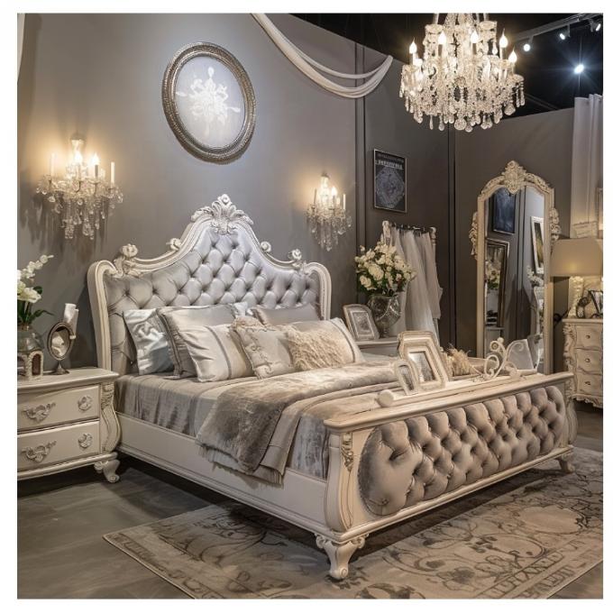 Modern Double Bed Master Bedroom Luxury French Light Luxury Princess Bed Solid Wood Wedding Bed 0