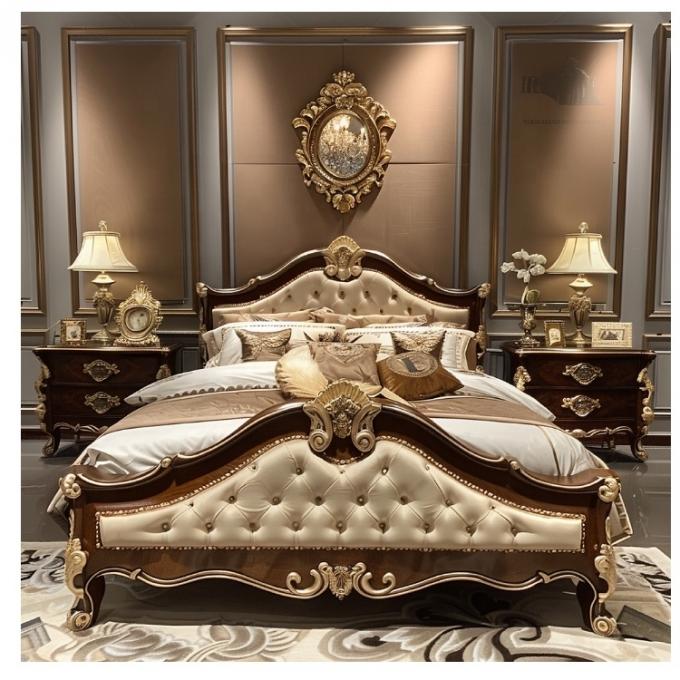 Modern Double Bed Master Bedroom Luxury French Light Luxury Princess Bed Solid Wood Wedding Bed 3