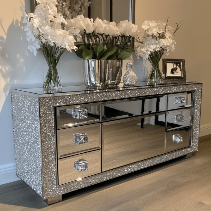 Custom TV Stand Set Latest Design Mirrored TV Console Stand For Modern Luxury Home Decor And Living Room Wooden TV Stands 3