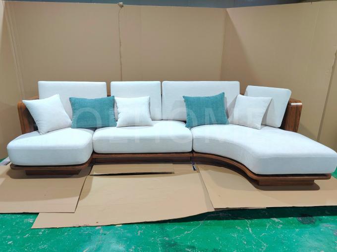 Customized Size Walnut-Colored Wabi-Sabi Three-Seat Sectional Sofa Bed Set In Luxury Velvet Fabric For Home Living Apartment 6