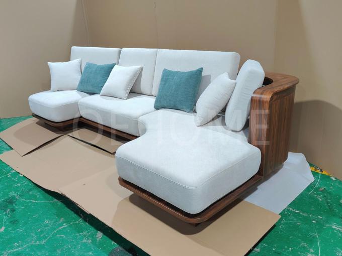 Customized Size Walnut-Colored Wabi-Sabi Three-Seat Sectional Sofa Bed Set In Luxury Velvet Fabric For Home Living Apartment 7