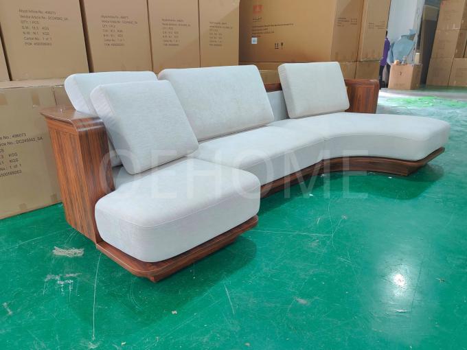 Customized Size Walnut-Colored Wabi-Sabi Three-Seat Sectional Sofa Bed Set In Luxury Velvet Fabric For Home Living Apartment 8