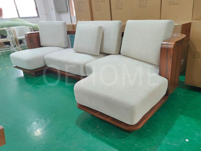 Customized Size Walnut-Colored Wabi-Sabi Three-Seat Sectional Sofa Bed Set In Luxury Velvet Fabric For Home Living Apartment 9