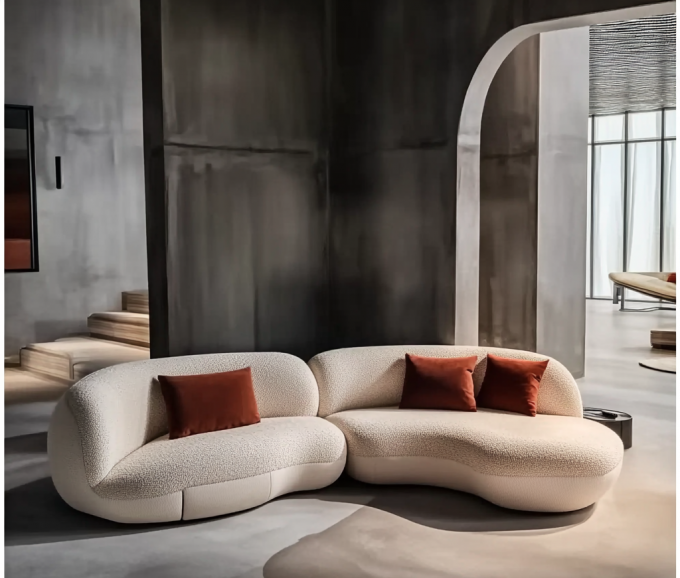 Modern High Density Sponge White Leather Corner Couch With Metal And Wood Frame Luxury Velvet Semi Circle Moon Shaped Sofa 1