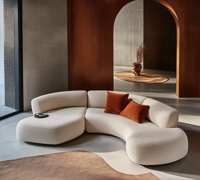 Modern High Density Sponge White Leather Corner Couch With Metal And Wood Frame Luxury Velvet Semi Circle Moon Shaped Sofa 3