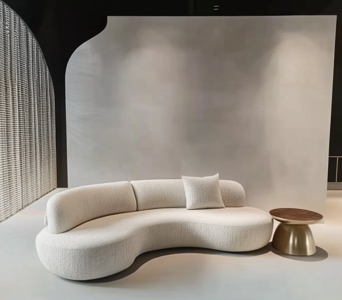Modern High Density Sponge White Leather Corner Couch With Metal And Wood Frame Luxury Velvet Semi Circle Moon Shaped Sofa 5