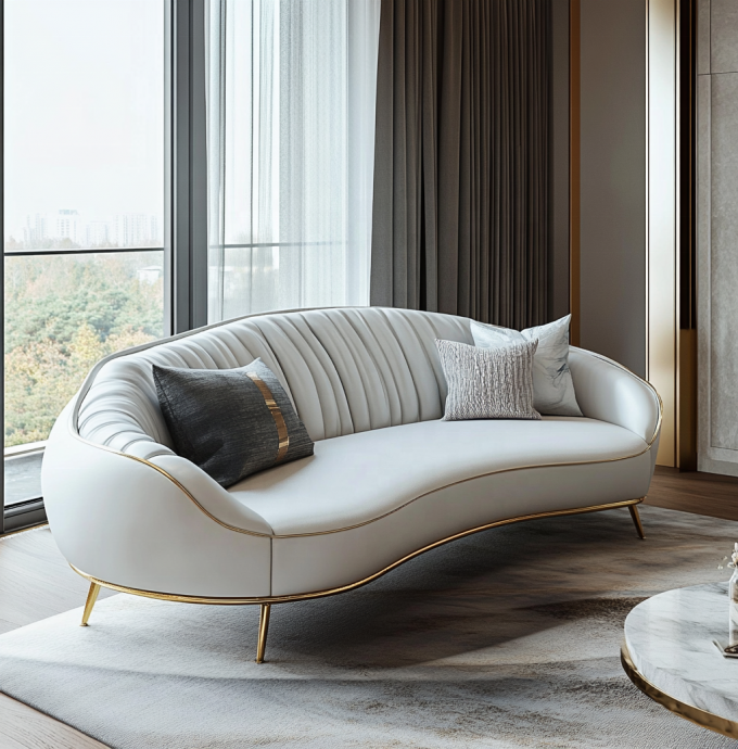 Velvet And Genuine Leather Hotel Sofa Sets For Multi-functional Hotel Lobby Furniture Living Rooms Or Apartment Furniture 3