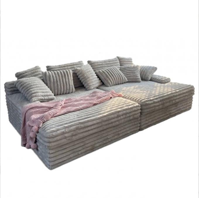 Modern Corduroy Fabric Chaise Lounge Loveseat Sofa Set Door-to-Door Cinema Sleeper For Contemporary Living Room 3