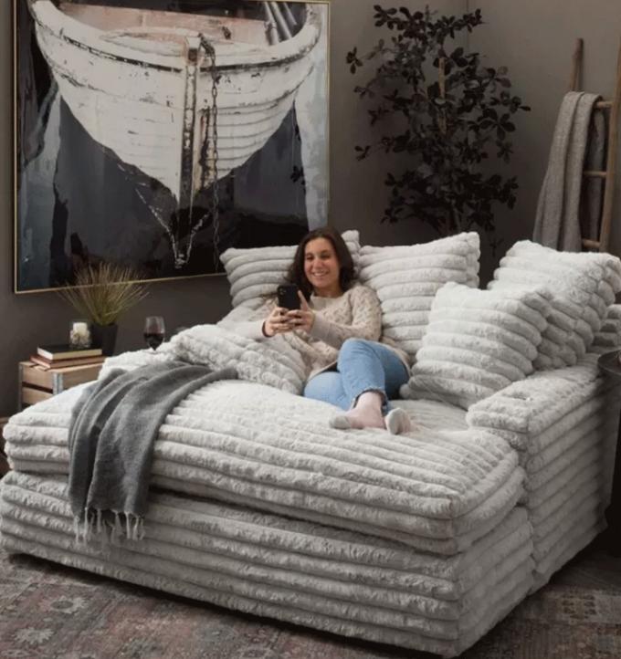 Modern Corduroy Fabric Chaise Lounge Loveseat Sofa Set Door-to-Door Cinema Sleeper For Contemporary Living Room 4