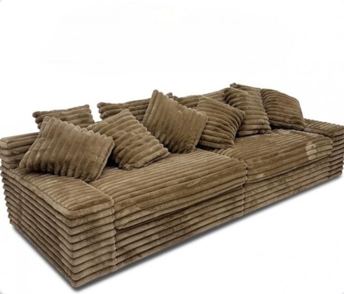 Modern Corduroy Fabric Chaise Lounge Loveseat Sofa Set Door-to-Door Cinema Sleeper For Contemporary Living Room 5