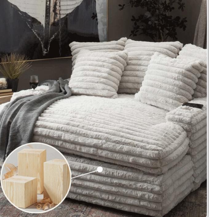 Modern Corduroy Fabric Chaise Lounge Loveseat Sofa Set Door-to-Door Cinema Sleeper For Contemporary Living Room 8