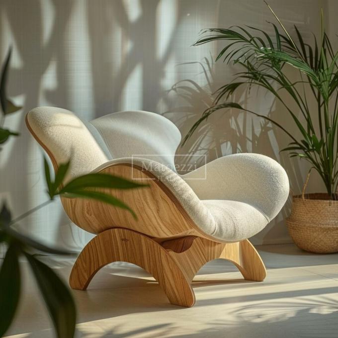 Home Furniture Italian Light Luxury Lounge Chair Living Room Solid Wood Frame Armchair Oak Wood Leg Lint Mat Single Sofa Chair 5