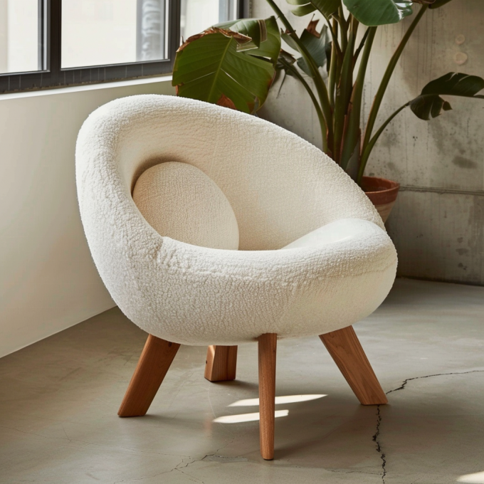 Home Furniture Italian Light Luxury Lounge Chair Living Room Solid Wood Frame Armchair Oak Wood Leg Lint Mat Single Sofa Chair 6