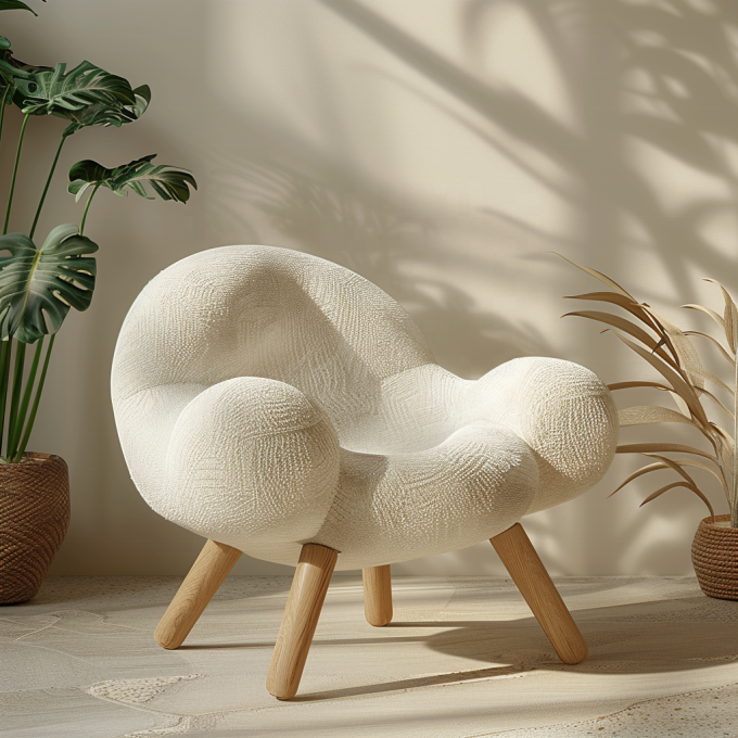 Home Furniture Italian Light Luxury Lounge Chair Living Room Solid Wood Frame Armchair Oak Wood Leg Lint Mat Single Sofa Chair 7